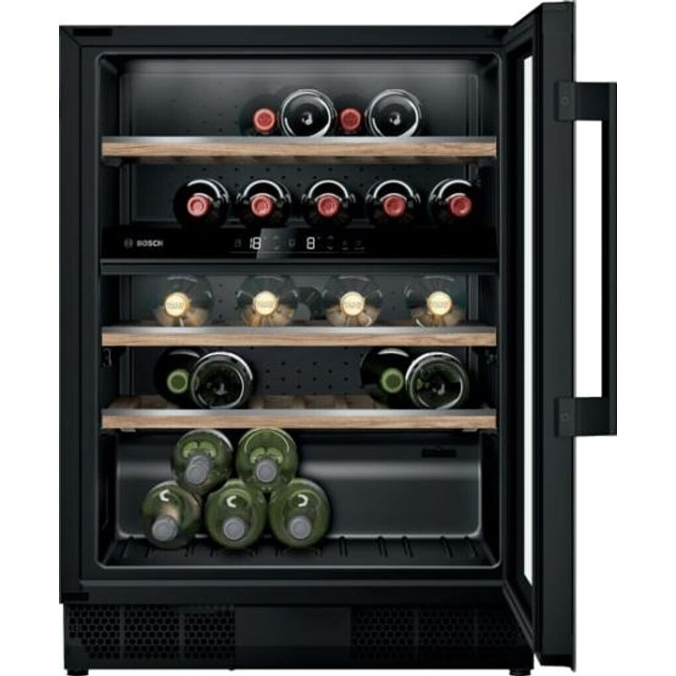 Bosch - KUW21AHG0 (Weinklimaschrank, schwarz, wechselbare Türanschläge, 44 Flaschenfassungsvermögen, Glastür)