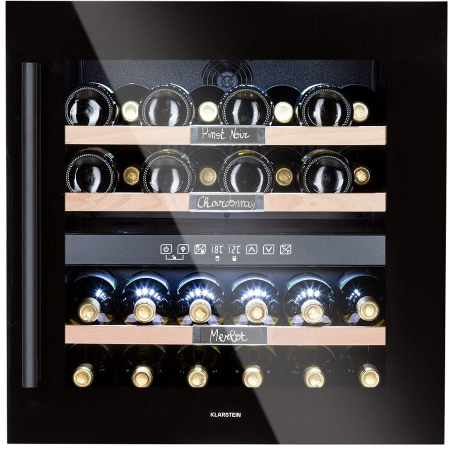 Klarstein - Vinsider 36 Onyx (Einbau-Weintemperierschrank, schwarz, 59,5 cm Breite, 5-22 °C Temperaturbereich)