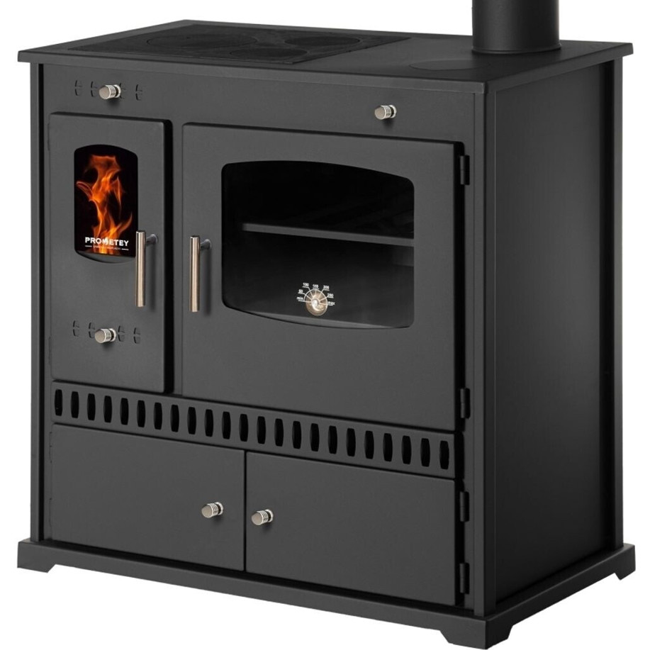 Prometey - Perfect ECO - Dauerbrandherd Standgerät, schwarz, 7 kW - links