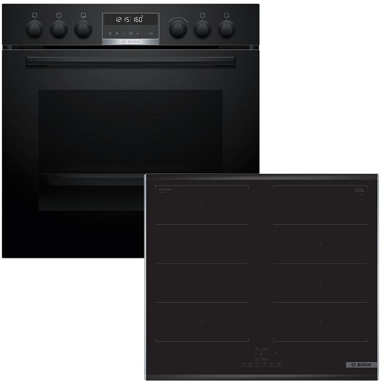 Bosch - HND679LS67 - Induktionskochfeld-Set Ceranfeld & Großraum Backofen in Schwarz mit FlexInduction