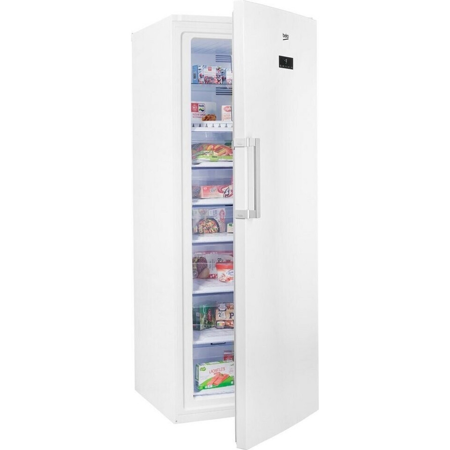 Beko - RFNE448E45W (weiß, Standgefrierschrank, wechselbarer Türanschlag, 4 Sterne Gefrierklasse, Innenraumbeleuchtung, Schnellgefrieren, groß, leise, 404 Liter, freistehend/unterbaufähig, No-Frost)
