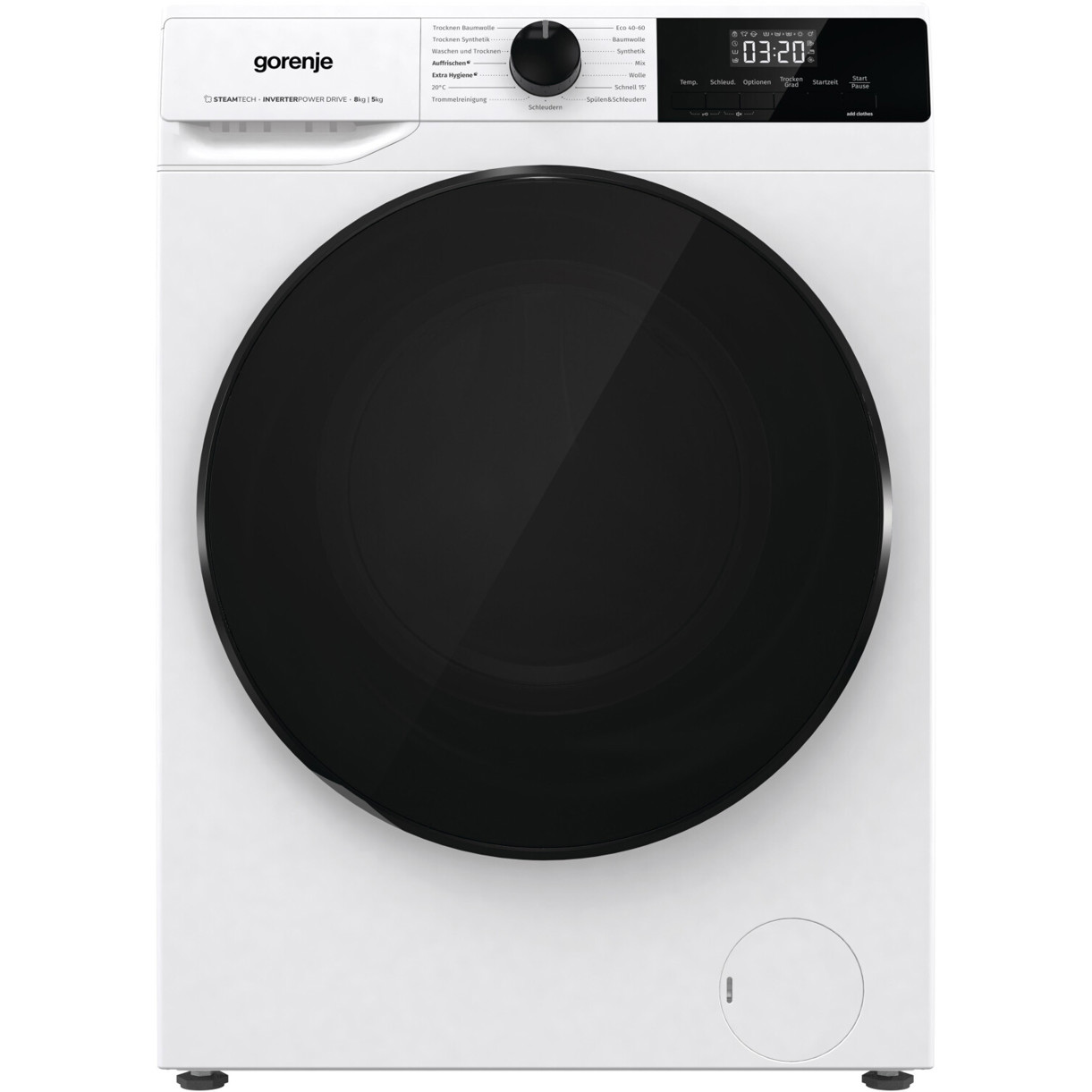 Gorenje - WD2A854ADPS (freistehender Waschtrockner) - Weiß & Schwarz Frontlader, Inverter-Motor, AquaStop, Kindersicherung