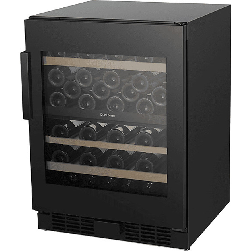 Hisense - RW3N122GSLF (2 Zonen Weinkühlschrank mit Glastür, freistehend, 128 Liter, 46 Flaschen, Holzlagerböden, Türanschlag rechts)
