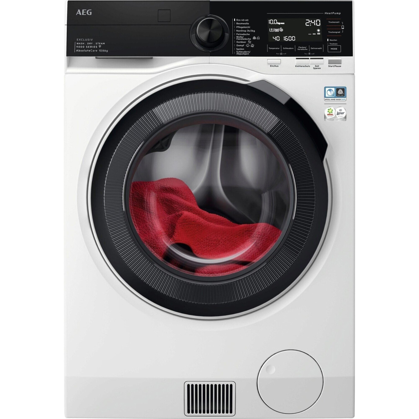 AEG - LWR9W81609 (freistehender Waschtrockner) - Weiß/Schwarz - Frontlader mit Aqua Control & Nachlegefunktion