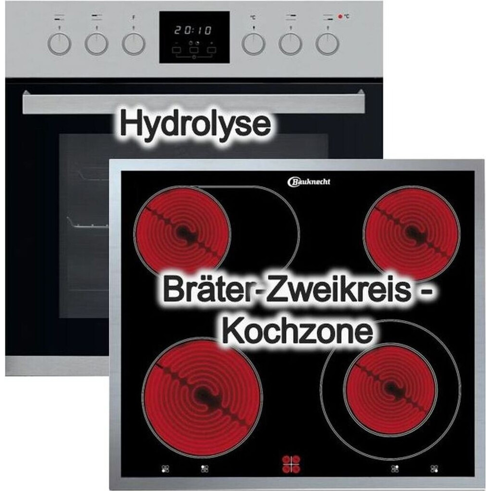 Bauknecht - HVS3 TH8V2 IN - Elektrokochfeld Herd-Set silber (4 Kochstellen, mit Rahmen)