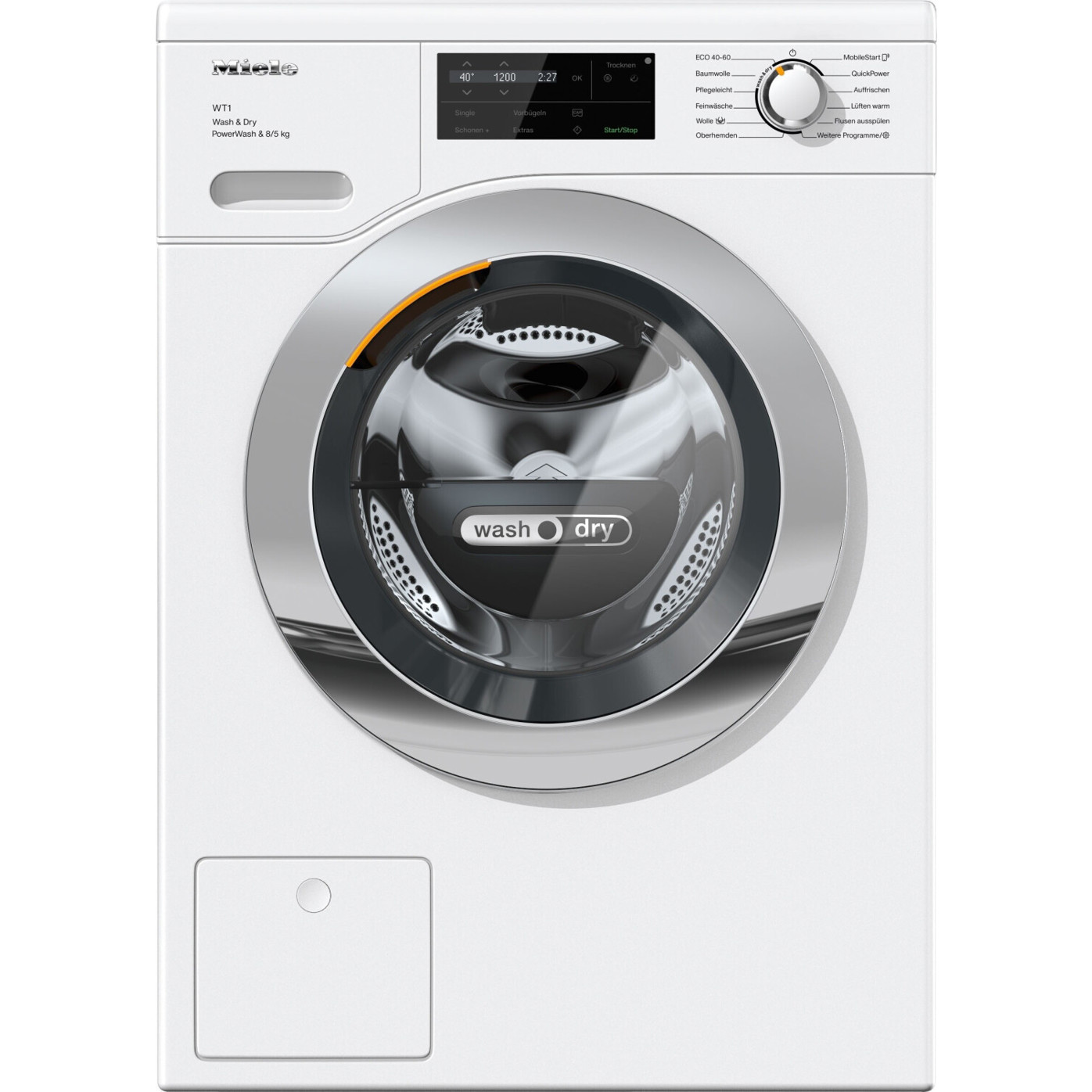 Miele - WTI360 - Freistehender Waschtrockner (Frontlader, Türanschlag links, 8 kg Waschen, 5 kg Trocknen, max. 1.600 U/min)