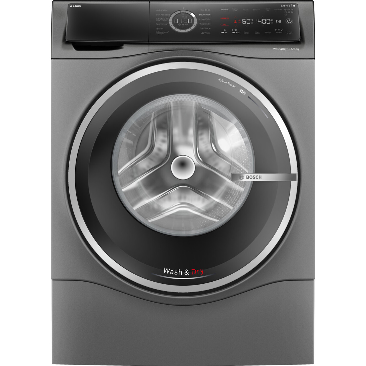Bosch -WNC254AS0- Waschtrockner (Smarthome, WLAN, schwarz, freistehend)