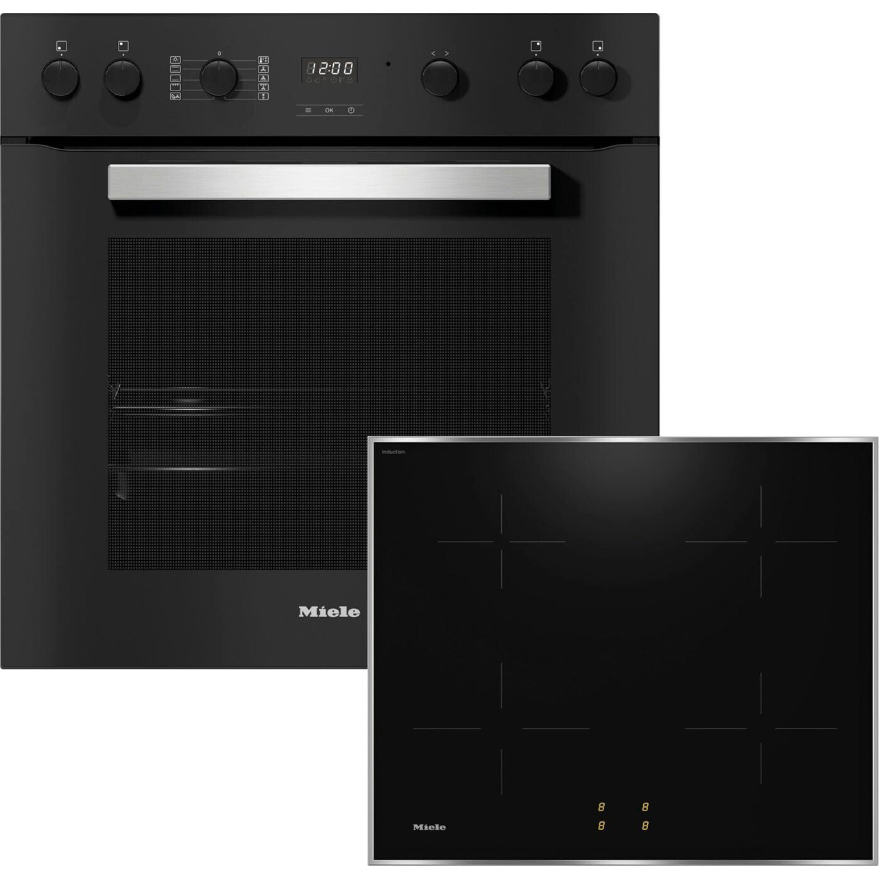 Miele - H 2459 - Induktionskochfeld mit Heißluft & 4 Herdplatten, schwarz (TwinSet Comfort)