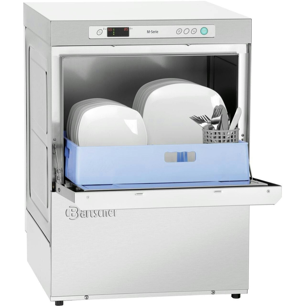 Bartscher - M500 - Profi-Durchschubspülmaschine 500x500 mm mit Wasserenthärter & doppelwandiger Tür