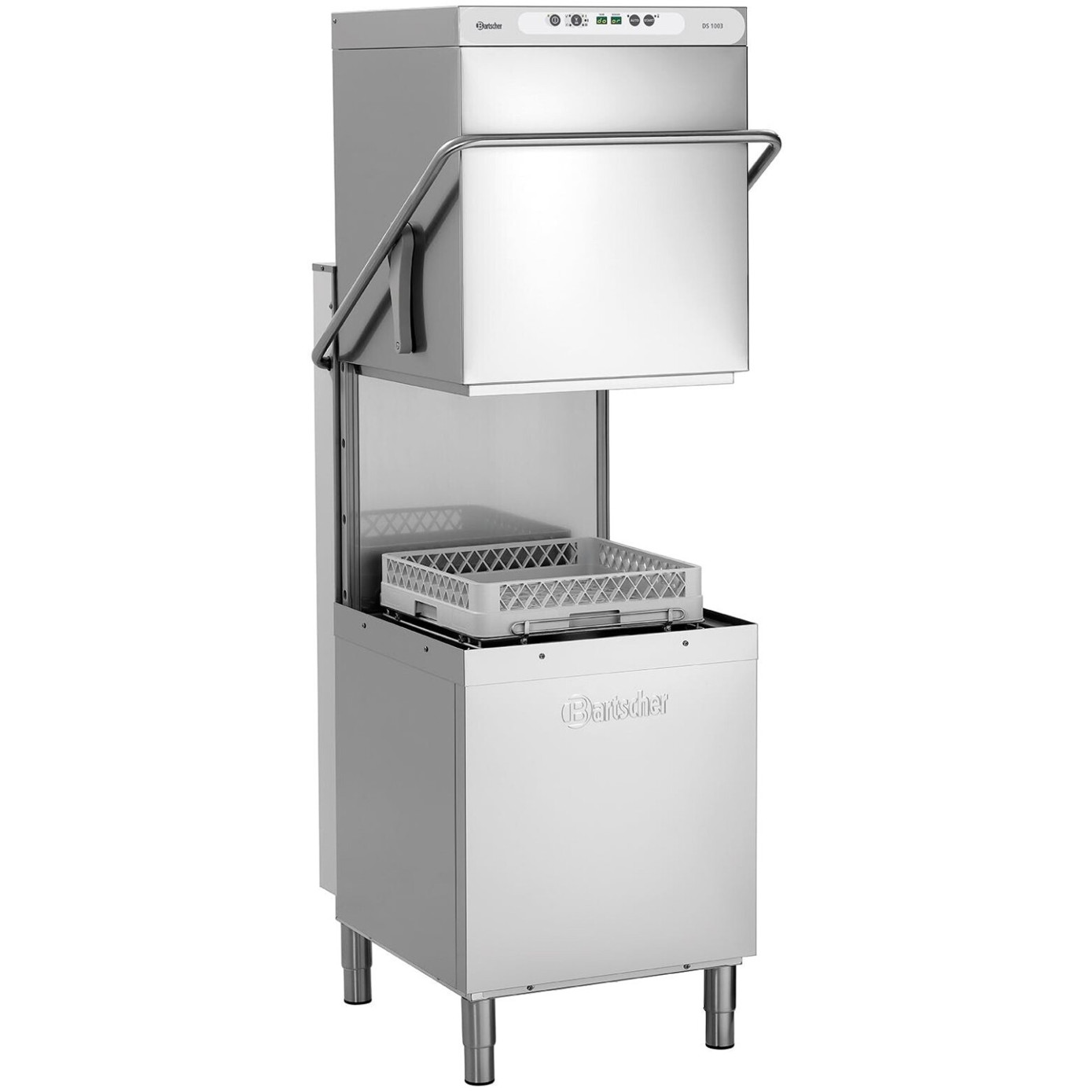 Bartscher - DS 1003 (Durchschub-Spülmaschine - silber - 500x500mm Korb - 60 Körbe/h - 2,4L Wasserverbrauch/Korb - 180s Programm)