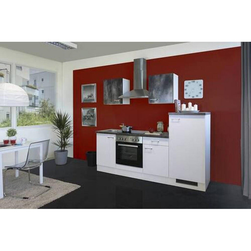 Flex-Well - 00011397 Miniküche Lucca - 220 cm - weiß matt - natur, weiß