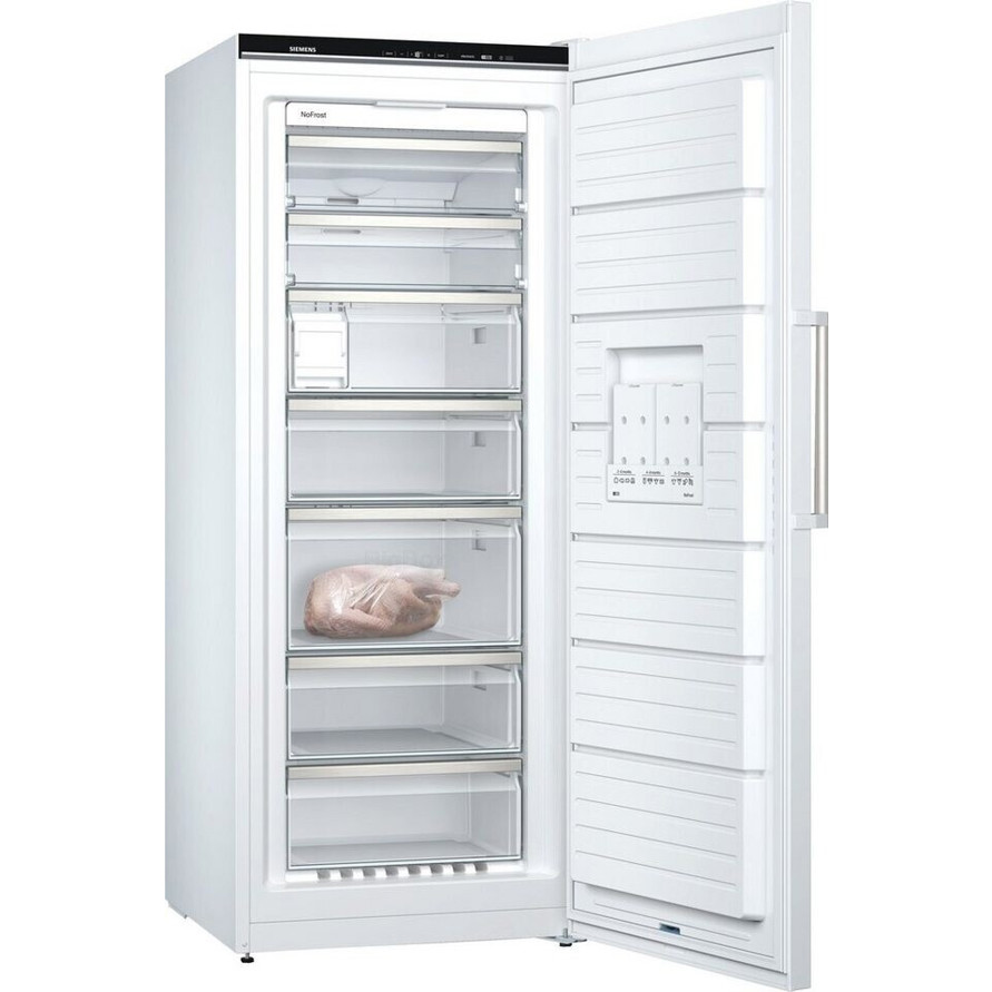 Siemens - GS54NAWCV (Tischgefrierschrank, weiß, wechselbarer Türanschlag, 4 Sterne Gefrierklasse, optisch/akustisches Warnsignal, freistehend/unterbaufähig, Umluftkühlung, No-Frost, 328L, 38dB)