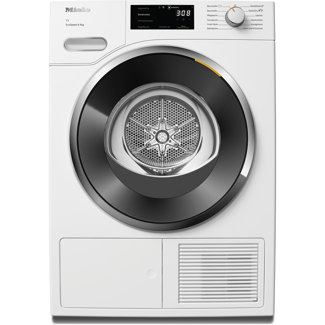 Miele - TWH 780 WP, Smarte Wärmepumpentrockner (WLAN) in Weiß mit Schwarzem Bullauge, Frontlader für 9kg, LED-Display, ECO-Modus
