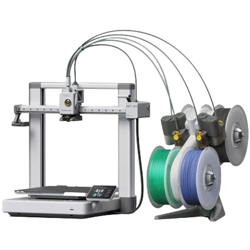 Bambu Lab - A1 Combo - 3D Printer mit integrierter Kamera (silber, 500 mm/s, 256 x 256 x 256 mm, 1,75 mm Filament, 0,4 mm Düsendurchmesser, microSD, LCD-Touchdisplay)