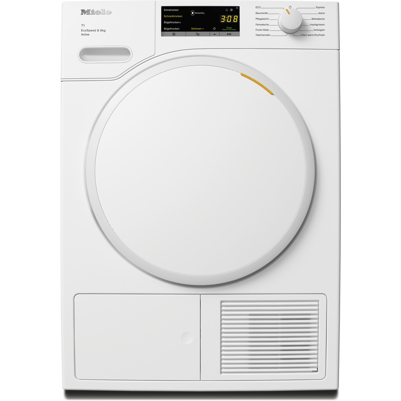 Miele - TWA520WP - Active Wärmepumpentrockner 8kg (weiß, Einknopf-Programmwahl, Edelstahl, Knitterschutz)