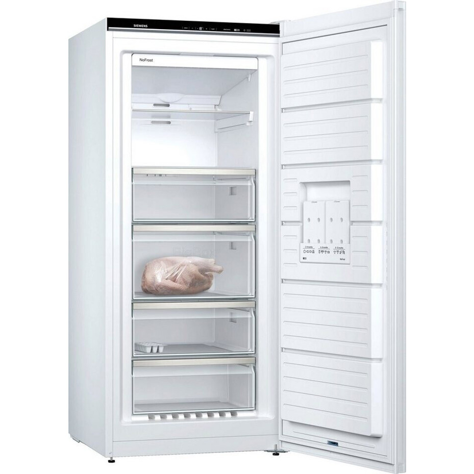 Siemens - GS51NUWDP - Großer freistehender Standgefrierschrank mit No-Frost, Umluftkühlung und wechselbaren Türanschlägen (weiß, 290L)